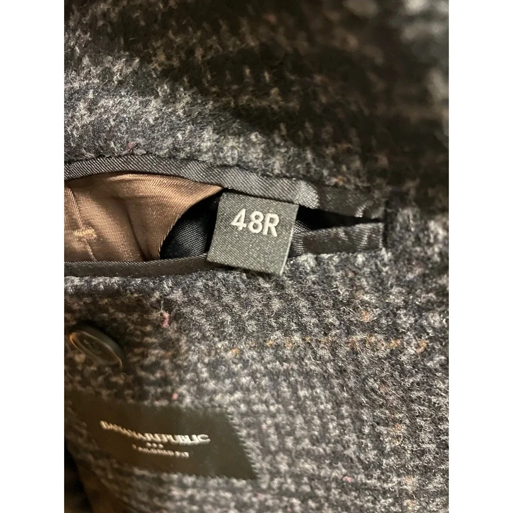 Banana Republic Tweed Blazer 48R Charcoal Wool Blend Sport‎ Coat Tailored